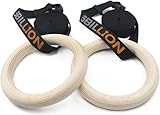 5BILLION Turnringe Holz Gymnastikringe Ringe Turnen für Fitness mit Hochfeste Nylon Gurtbänder mit Schnellschnallverschlüßen aus Metall verstellbaren-28mm