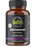 Biotiva Baldrian Bio 150 Kapseln - Baldrianwurzel gemahlen - 600mg pro Kapsel - Abgefüllt und kontrolliert in Deutschland - Vegan