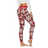 Weihnachtsmotiven Strumpfhose Winter Leggings Damen Weihnachten Druck Blickdicht High Waist Frauen Winterleggings Laufhose Fitnesshose Streetwear Skinny Weihnachtsstrumpfhose Christmas (A-Red, M)