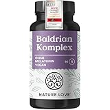 NATURE LOVE® Baldrian Komplex – 90 Kapseln ohne Melatonin – mit Johanniskraut, Passionsblume, Folsäure, Lavendelblüte & B-Vitaminen – vegan