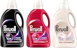 PERWOLL Flüssig-Set 3x 27 Waschladungen (81WL) 1x Black & 1x Color & 1x Helles, Feinwaschmittel-Set reinigt sanft und erneuert Farben/Weiß und Fasern, mit Dreifach-Renew-Technologie