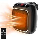 SGZIOO Mini Heizlüfter Steckdose mit Fernbedienung, 1200W Steckdosenheizung Energiesparend mit Thermostat, Steckdosen Heizlüfter mit 12h Timer, Steckdosen Heizung für Büro Schlafzimmer Studie