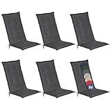 Beautissu 6er Set Gartenstuhlauflage 120x50x6 cm Loft HL...