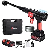Andeman Akku-Hochdruckreiniger, 75 bar Mobiler Druckreiniger Mit 2x4000mAh Akku, 4-Gang-Modus & Bürstenlosem Motor - LCD Display, 6-in-1 Düse, Kabelloser Hochdruckreiniger für Auto/Terrasse/Garten