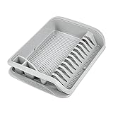 keeeper Geschirrabtropfkorb mit Tablett, Kunststoff, 39,5 x 29,5 x 8 cm, Pierre, Nordic Grey