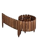 Garronda Beeteinfassung Holz Rollzaun Gartenzaun imprägniert Flexibler Rollborder Rasenkante Palisade Umzäunung für Garten Länge: 200 cm GD-0046 (Dunkelbraun, Höhe: 10 cm)