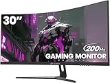 CRUA 30 Zoll Curved Ultrawide Gaming Monitor, WFHD(2560x1080P), 200Hz, 1ms, 1500R, VA, HDR 10, 2xHDMI (180Hz or 144Hz), DP (200Hz), AdaptiveSync, DCI-P3 90%, SRGB100%, VESA 75x75mm, Augenpflege