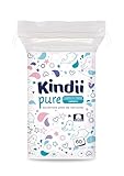 Kindii Pure Baby Pads - 100% Baumwolle - Große quadratische Pads für empfindliche Haut - Ersetzt Feuchttücher - Weich - weiche Kanten - kein Ausfransen - 60 Stück.