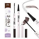 Augenbrauenstift Mit Augenbrauenpuder,2-in-1 Dunkelbrauner Microblading-Augenbrauenstift Und Augenbrauengel Wischfester Mit 4-Facher Gabelspitze(ST-eye brow dye-03SZ)
