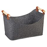 Holzkorb | Kaminholz-Filzkorb Aufbewahrung | Kaminholztasche | Weiche Holztasche mit verstärktem Griff | Kaminholzkorb aus Filz für Brennholz, Bücher, Spielzeug, Einkaufen