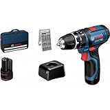 Bosch Professional 12V System Akku Schlagbohrschrauber GSB 12V-15 (inkl. 2x 2.0Ah Akku, Ladegerät GAL 12V-20, 25-tlg.-Bit-Set, Werkzeugtasche)