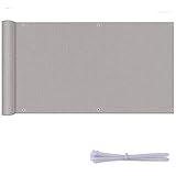 1,1x9m Seitenmarkise Blickdicht Abdeckplane mit Ösen Pflegeleicht Balkonverkleidung Terrasse Beschattung Komplett Montagezubehör Hellgrau