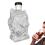 Wodka-Karaffe – Glasflasche für Spirituosen | 350 ml mit Wolfskopfprofil, Barzubehör, Geschenk für Vater, Mann oder Freund
