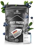 ORGAINIC Bio Blaubeere Whey Protein - Bio Zertifiziert ohne Zusatzstoffe - Eiweißpulver aus Deutschland - Grasfütterung - 1000g