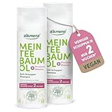 alkmene Mein Teebaumöl Anti Schuppen Shampoo 2x 200 ml - weniger Schuppen in 2 Wochen - Shampoo gegen Schuppen & juckende Kopfhaut - klimaneutrales Antischuppen Haarshampoo mit naturreinen Teebaumöl