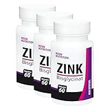 Hochwertiges Zink Bisglycinat mit 25mg pro Tablette | 60 Tabletten Dose | hohe Bioverfügbarkeit | Hohe Dosierung | Markenprodukt von Neon Nutrition (3 x 60 Tabletten)