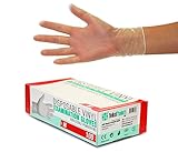 Vinylhandschuhe 100 Stück Box (M, Transparent) Einweghandschuhe, Einmalhandschuhe, Untersuchungshandschuhe, Vinyl Handschuhe, puderfrei, ohne Latex, unsteril, latexfrei, disposible gloves