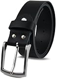 FOMAX Herren Ledergürtel aus Büffelleder, Gürtel Handgemacht, MADE IN GERMANY, für Männer Jeans Anzug, 38mm breit, Länge kürzbar, Echtleder schwarz (Bundweite 110cm)