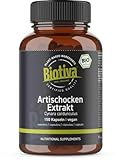 Artischocken Extrakt Bio 300 (2x150) Kapseln - aus frischen Artischockenblättern hochdosiert mit 10-20:1 Ratio - mindestens 25% Cynari - Abgefüllt in Deutschland - Biotiva