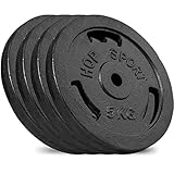 Hop-Sport Gusseisen Hantelscheiben Set 20 kg (4 x 5 kg) mit 31 mm Lochdurchmesser, ideal für Standard 30mm Langhantelstangen, Robuste Gewichtsscheiben für Fitness- und Krafttraining