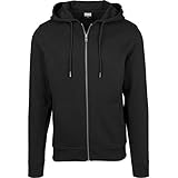 Urban Classics Herren Kapuzenjacke Basic Zip Hoodie - einfarbiges Sweatshirt mit Kapuze, Kapuzenpullover mit Reißverschluss - Farbe black, Größe M