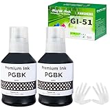 FANSHENG GI51 GI-51 Tinte kompatibel mit Canon GI-51 GI 51 Tintenfehlflaschen für G1520 G1560 G2520 G2560 G3520 G3560 G2570 G3570 G4570 G1530 Drucker (2 Pack Schwarz x 2)