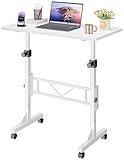 HOMIDEC Höhenverstellbarer Schreibtisch mit Rollen, Tisch Computertisch Stehpult Schreibtisch Höhenverstellbar für Walking Pad Laufband für Zuhause, PC Tisch Klein für Home Office, 80 x 40cm, Weiß