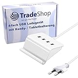 Trade-Shop 4-Fach USB Mehrfachstecker kompatibel mit Samsung Galaxy C5 / C7 / C9 Pro/Note 8/9 / Tab S3 9.7, Xiaomi Mi5/Mi Mix 2, LG Nexus 5X