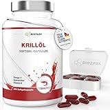 BIOTARY Krillöl 200 Softgelkapseln 1040 mg Hochdosiert 400 mg Phospholipide 50 mg Cholin inclusive Pillenbox Omega 3 Astaxanthin Vitamin E Laborgeprüft 6-7 Monatsvorrat
