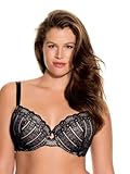 Dorina Damen Celine Leicht Gepolsterter Demi-BH – Bügel-BHS mit Geformten Cups, Florales Spitzendesign und Stützenden U-Rückenflügeln, Schwarz, 95D