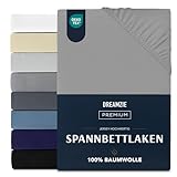 Dreamzie Premium Spannbettlaken 90x200 cm, Spannbetttuch für Dicke Matratzen bis zu 22 cm, Bettlaken 100% Jersey Baumwolle, 150 g/m², Oeko-TEX Zertifiziert - Grau