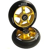 Cox Swain 2 STK. X-385 High End 100mm Stunt Scooter Rollen Alu Core - ABEC 11 Lager, Black/Gold