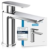 Bächlein Badarmatur Mizarela in klassischem Design, Einhebelmischer mit langlebiger Keramikkartusche und Montage-Set, Bad Wasserhahn Chrom - flacher Auslauf