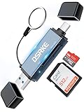 DSRKE SD Kartenleser mit USB 3.0/USB C Dual-Stecker für Computer/Telefon, Aluminum Highspeed Kartenlesegerät OTG Adapter, für SD/Micro SD/SDXC/SDHC/MMC/RS-MMC/UHS-I mit Windows/Mac OS/Android