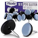 Filzada® 18x Teflongleiter Nagel - Ø 19 mm (rund) - Möbelgleiter/Teppichgleiter PTFE (Teflon)