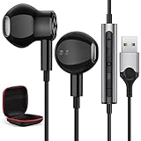 USB In Ear PC Headset mit Kabel 2.3M für PS4 PS5,Magnetisch USB Headset in Ear USB Kopfhörer Computer Headset mit Lautstärkeregler Gaming Headset mit Mikrofon für PC Laptop Desktop Skype Office Live