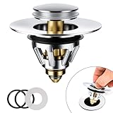 Magichome Waschbeckenstöpsel mit sieb, Pop-up Abflussstopfen Waschbecken, Edestahl Stöpsel für 34–45mm Abflusslöcher, Anti-Verstopfung Waschbeckenstöpsel mit Abflusssieb,Stöpsel für Spülbecken
