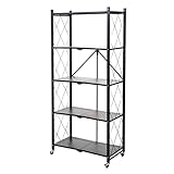 Mendler Regal HWC-J85, Standregal Wohnregal, faltbar/klappbar Stahl - schwarz, 5 Ebenen