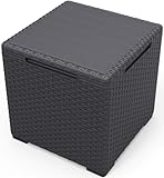 Keter Vigo Storage Box Beistelltisch Gartentisch Tisch mit zusätzlicher Aufbewahrungsfunktion 37x37x37cm Auflagenbox, Graphit