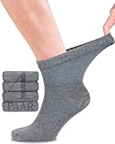 Fiera Besa Diabetikersocken Herren, 4 Paar Knöchelhohen Bambus Socken mit Lycra, Dünne und ohne Naht Bequem Bambussocken für Alltag, 39-42 und 43-46 mit 10 Farben (43-46, Melange Grau)