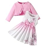 Kunyeah Baby Mädchen Kleid und Strickjacke Set Kleinkind Ruffle Shrug Mantel Schmetterling Print Rock Kleinkind Langarm Outfit