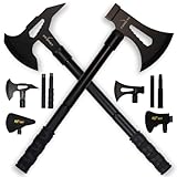 Nouveau Axtset Axt/Beil X-TM2 + X-TM3 Doppelseitige Äxte, aus Karbonstahl, Camping- und Survival-Äxte mit rutschfestem Griff – Ideal für Outdoor, Bushcraft