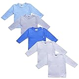 MEA BABY Unisex Baby Wickelshirt Wickeljacke Langarm, 100% Baumwolle im 5er Pack. Wickelshirt für Mädchen, Wickelshirt für Junge (Jungen, 62)