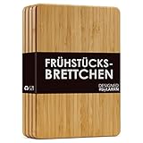 Frühstücksbrettchen Holz mit Griffen (4er Set) - 4 Extra Dicke Bambus-Holzbrettchen - 23 x 16,5 cm - Die Perfekte Holzbrett Küche, Brotzeitbrett und Jausenbrett - von LARHN