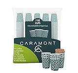 Caramont 400 Pappbecher 7 Oz mit Holz Rührstäbchen,Umweltfreundlich Hitzebeständig,für Kalte ,Heiße Getränke aus,Ideal für Kaffee,Tee,Geburtstag usw.
