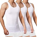 FALARY Sportunterhemden für Herren Unterhemd Herren Tank Top Herren Baumwolle Männer Tanktops Muskelshirts 3er Pack,(Weiß x3,3XL)