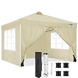 COBIZI 3x3M Pavillon Wasserdicht Faltpavillon 3x3 mit 4 Seitenteilen Belüftung Pop Up UV Schutz 50+ Partyzelt Gartenpavillon mit 4 Sandsack Gartenfesten Faltpavillon(Khaki, 3x3m)