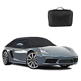 Halbe Autoabdeckung Ersatz für Porsche 718 2016-2024, Softtop-Dachschutz-Autoabdeckung Wasserdicht, Halbe Garage mit Riemen, UV-beständig für jedes Wetter, Regen-Sonnen-Staubschutz