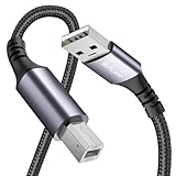 Bohconn USB Druckerkabel [2M] USB A zu B Druckerkabel Nylon Geflochten Scannerkabel USB 2.0 Typ B Kabel für HP, Brother, Dell, Canon, Epson, Lexmark, Xerox, Samsung und Scanner usw,schwarz