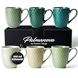 MIAMIO – 6 x 400 ml – Kaffeetassen Set/Becher – Moderne Keramik Tasse Matt – Kaffeetasse groß – Palmanova Kollektion (Jungle)
